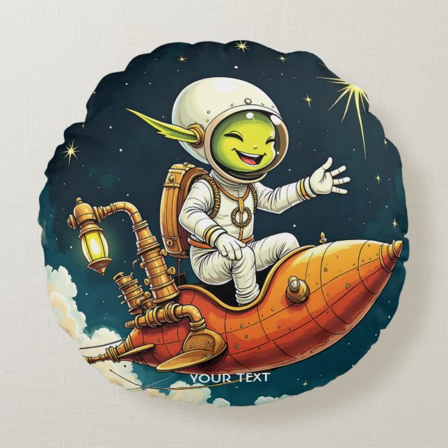 Cojín Redondo Buque espacial Fantasy Cute Alien (Anverso)