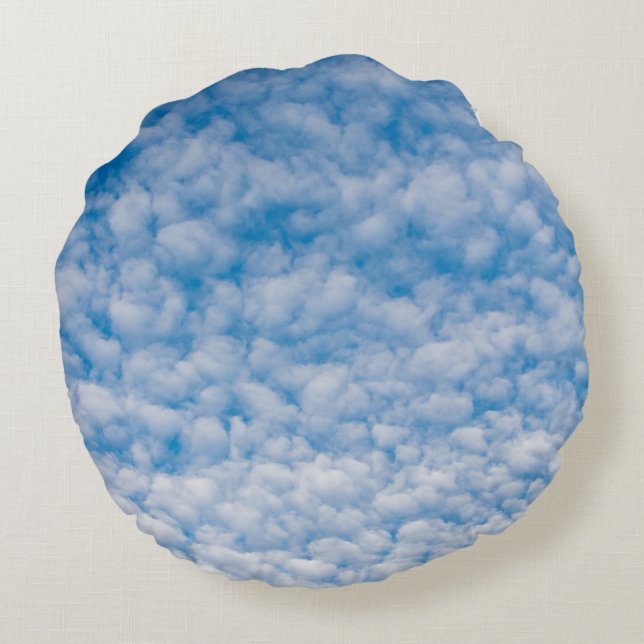 Cojín Redondo Burbble Mammatus Clouds Blue Sky Nature Photograph (Reverso)