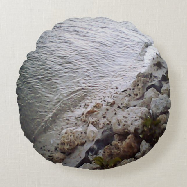 Cojín Redondo Burbujas En La Playa (Anverso)