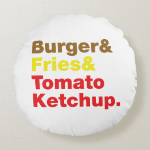 Cojín Redondo Burger & Fries & Tomate Ketchup.