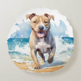 COJÍN REDONDO BURLA DE COLOR ACUÁTICO CUIDADA QUE CORRE EN LA PL