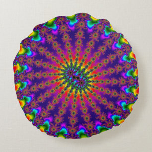 Cojín Redondo Burst fractal arcoiris