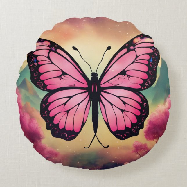 Cojín Redondo Butterfly Logo Round Throw Pillow (Anverso)