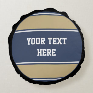 Cojín Redondo BUTTON ROUND rayas azul beige gris + tu idea