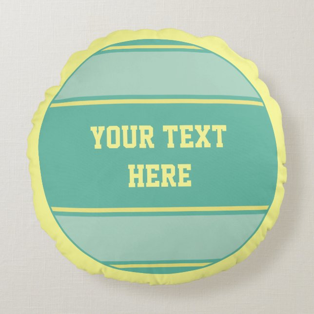 Cojín Redondo BUTTON ROUND stripes pas. amarillo verde + tu idea (Anverso)