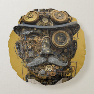 Cojín Redondo Caballero Mecánico Steampunk