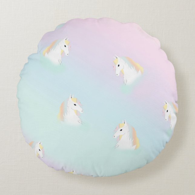 Cojín Redondo Caballo arcoiris Unicornio (Anverso)