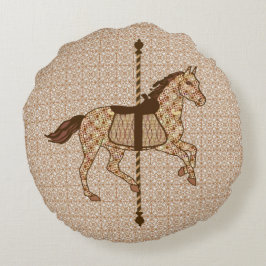 Cojín Redondo Caballo de carrusel - Marrón chocolate y Tan