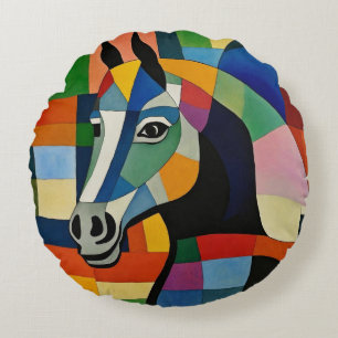 Cojín Redondo Caballo de colores