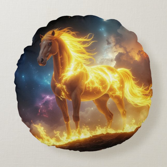 COJÍN REDONDO CABALLO DE FUEGO - 2026 - ZODÍACOS CHINOS (Anverso)