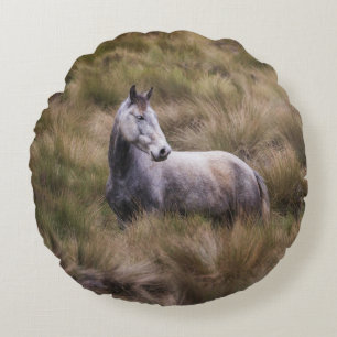 Cojín Redondo Caballo gris hermoso