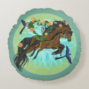 Cojín Redondo Caballo madre y potro