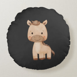 Cojín Redondo Caballo Negro Lindo