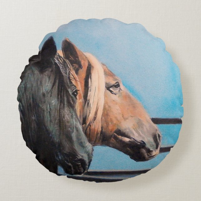 Cojín Redondo Caballos/Cabalos/Horses (Anverso)