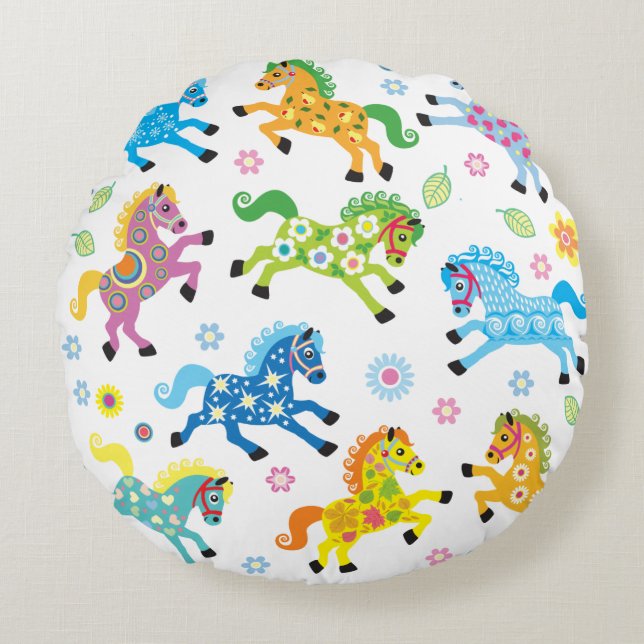 Cojín Redondo caballos decorativos (Anverso)