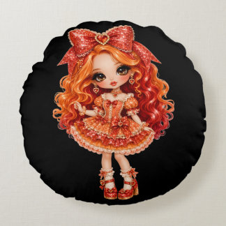 Cojín Redondo cabello rojo todo glam