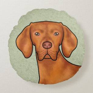 Cojín Redondo Cabeza de perro puntero de dibujos animados Vizsla