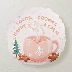 Cojín Redondo Cacao, Galletas y Calma – Camiseta de Navidad Past
