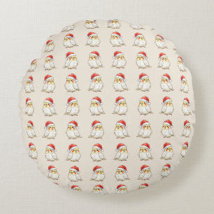 Cojín Redondo Cacatúa de Navidad con sombrero de Santa