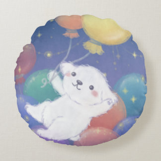 Cojín Redondo Cachorro Adorable con Globos y Estrellas