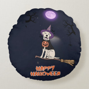 Cojín Redondo Cachorro bajo la luz de la luna – Perro de Hallowe