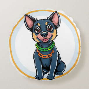 Cojín Redondo Cachorro de dibujos animados adorable