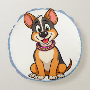 Cojín Redondo Cachorro de dibujos animados adorable