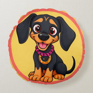 Cojín Redondo Cachorro de dibujos animados adorable