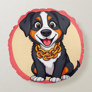 Cojín Redondo Cachorro de dibujos animados adorable