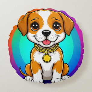 Cojín Redondo Cachorro de dibujos animados adorable