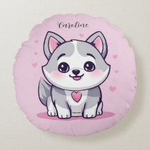 Cachorro Husky Kawaii Personalizado Rosa