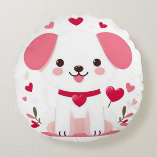 Cojín Redondo Cachorro lindo y caprichoso del día de San Valentí