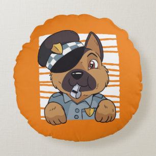 Cojín Redondo Cachorro policía adorable pastor alemán