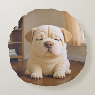 Cojín Redondo Cachorro Shar Pei - Serenidad Suave de WangWang