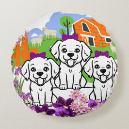 Cojín Redondo Cachorros divertidos