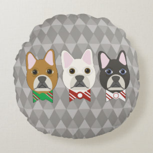 Cojín Redondo Cachorros Navideños Diamante Gris