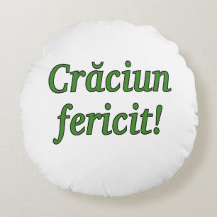 Cojín Redondo ¡Căciun fericit! Feliz Navidad en Rumania