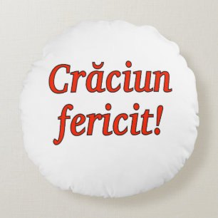Cojín Redondo ¡Căciun fericit! Feliz Navidad en rumano