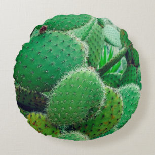 Cojín Redondo Cactus, cactus de pera espinosa, espinas de cactus