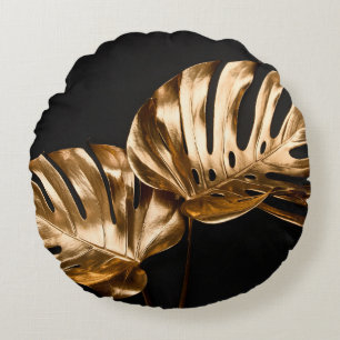 Cojín Redondo Cadenas doradas brillantes en la superficie reflec