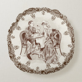 Cojín Redondo café y amor