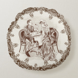 Cojín Redondo café y amor