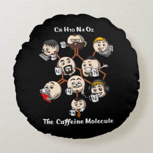 Cojín Redondo Cafetería Química Molécula Ciencia Café Geek