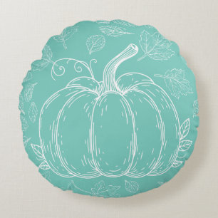 Cojín Redondo Caída de la Calabaza verde azulada Halloween del D