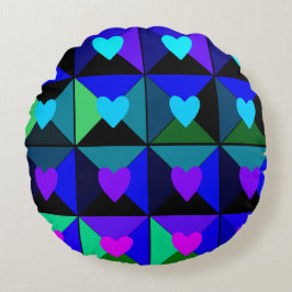 Cojín Redondo Cajas de corazones azules