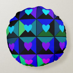 Cojín Redondo Cajas de corazones azules
