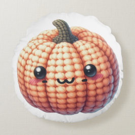 Cojín Redondo Calabaza Adorable al Crochet