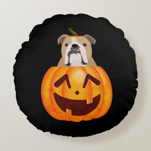 Cojín Redondo Calabaza de bulldog