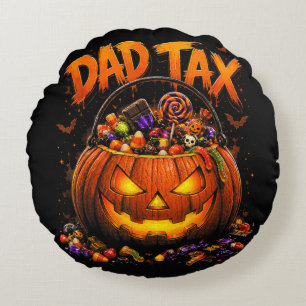 Cojín Redondo Calabaza de Halloween Impuesto de Papá Divertido