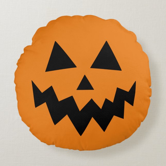 Cojín Redondo Calabaza de Halloween naranja Jack O Lantern (Anverso)